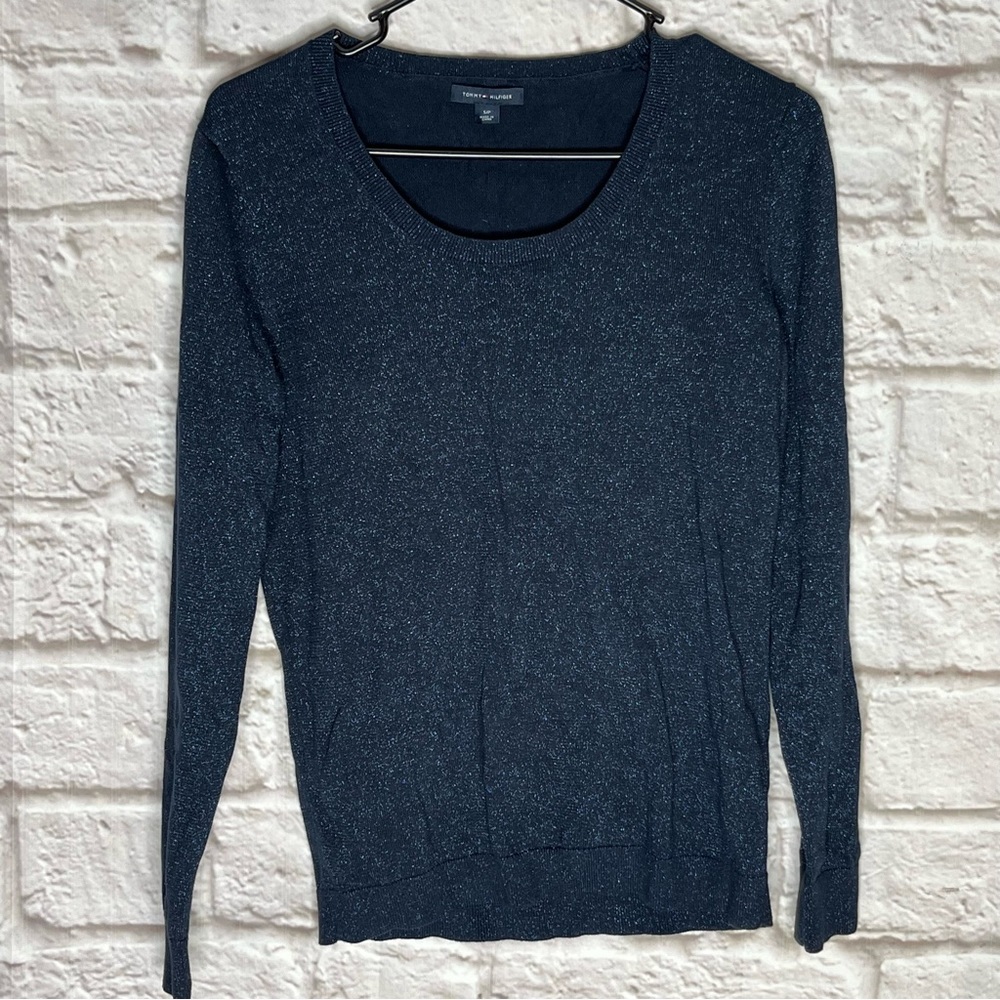 Tommy Hilfiger Metallic Glitter Sweater Top Blouse Womens Size Small